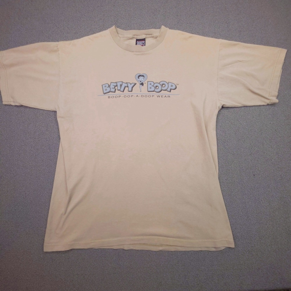 Vintage Betty Boop T-Shirt XL Tan Sherry's Best Boop-Oop-A-Doop Wear USA Made‎